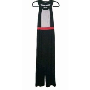 Vince Camuto Womens Black, White, Fuchsia Pink Colorblock Jumpsuit Size Small